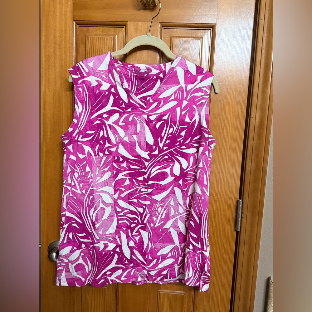 Coolibar Pink and White Sleeveless Top, Size M
